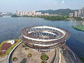 The Double Spiral Viewing Platform of City Island on The West Bank of Meixi Lake in Changsha