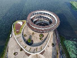 The Double Spiral Viewing Platform of City Island on The West Bank of Meixi Lake in Changsha