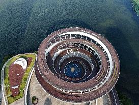 The Double Spiral Viewing Platform of City Island on The West Bank of Meixi Lake in Changsha