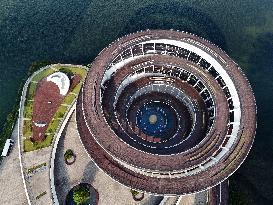 The Double Spiral Viewing Platform of City Island on The West Bank of Meixi Lake in Changsha