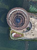 The Double Spiral Viewing Platform of City Island on The West Bank of Meixi Lake in Changsha