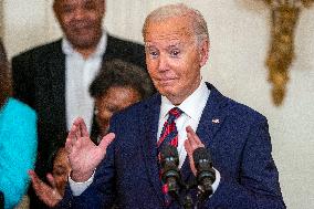 US President Joe Biden welcomes the University of South Carolina Gamecocks Womens Basketball team to the White House