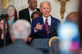 US President Joe Biden welcomes the University of South Carolina Gamecocks Womens Basketball team to the White House