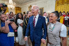 US President Joe Biden welcomes the University of South Carolina Gamecocks Womens Basketball team to the White House