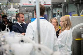 Emmanuel Macron at Inauguration of the new Sanofi plant - Neuville-sur-Saone