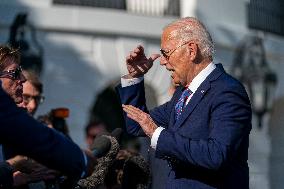 US President Joe Biden departs the White House via Marine One for New York City