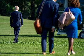 US President Joe Biden departs the White House via Marine One for New York City