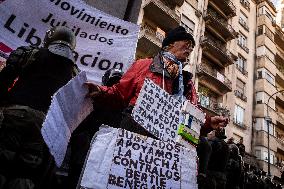 Demonstration Of Retirees For President Javier Milei's Veto Of The Increase In Pensions