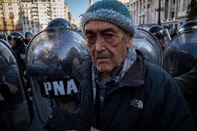 Demonstration Of Retirees For President Javier Milei's Veto Of The Increase In Pensions