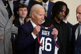 DC: President Biden hold a Huskies Men’s Basketball Team celebration