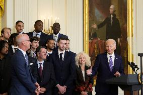 DC: President Biden hold a Huskies Men’s Basketball Team celebration