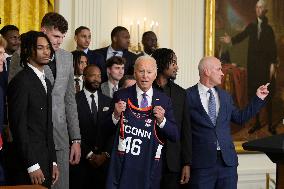 DC: President Biden hold a Huskies Men’s Basketball Team celebration