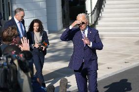 President Biden Fields Questions From The Media Before Boarding Marine One On September 10, 2024