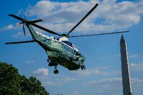 President Biden Fields Questions From The Media Before Boarding Marine One On September 10, 2024