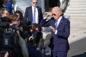 President Biden Fields Questions From The Media Before Boarding Marine One On September 10, 2024