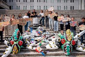 Press Conference Criticizing South Korean Government’s Response To Plastic Agreement In Seoul