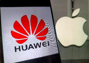 Illustration Apple and Huawei