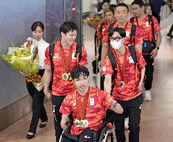 Japan Paralympic athletes return home from Paris