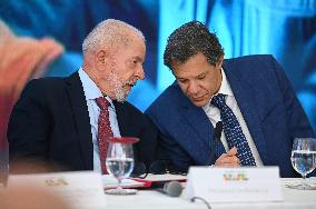 Brazilian President Luiz Inácio Lula Da Silva And Finance Minister Fernando Haddad