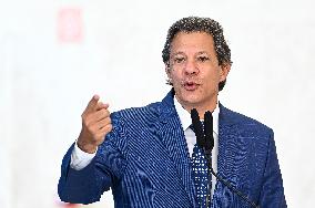 Brazilian President Luiz Inácio Lula Da Silva And Finance Minister Fernando Haddad