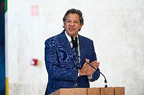 Brazilian President Luiz Inácio Lula Da Silva And Finance Minister Fernando Haddad