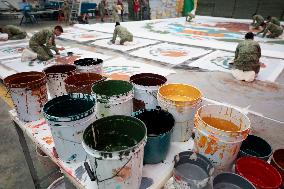 Making Flags For The Mexican Independence Day Cry