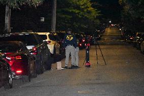 NYPD Crime Scene At Scene Of Unidentified Man Shot And Killed In Queens New York