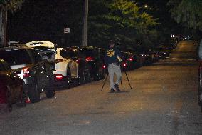 NYPD Crime Scene At Scene Of Unidentified Man Shot And Killed In Queens New York