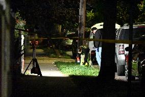 NYPD Crime Scene At Scene Of Unidentified Man Shot And Killed In Queens New York