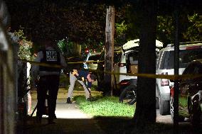 NYPD Crime Scene At Scene Of Unidentified Man Shot And Killed In Queens New York