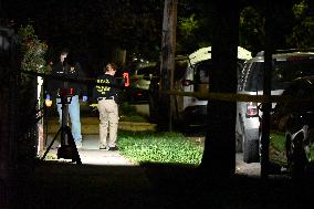 NYPD Crime Scene At Scene Of Unidentified Man Shot And Killed In Queens New York