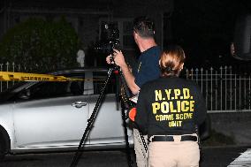 NYPD Crime Scene At Scene Of Unidentified Man Shot And Killed In Queens New York