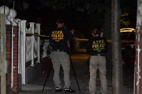 NYPD Crime Scene At Scene Of Unidentified Man Shot And Killed In Queens New York