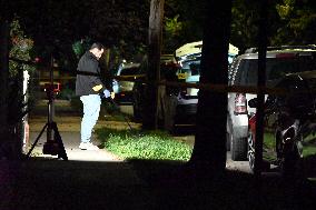 NYPD Crime Scene At Scene Of Unidentified Man Shot And Killed In Queens New York