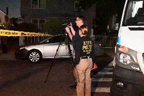 NYPD Crime Scene At Scene Of Unidentified Man Shot And Killed In Queens New York