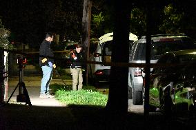 NYPD Crime Scene At Scene Of Unidentified Man Shot And Killed In Queens New York