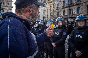 Demonstrators Protest President Milei's Veto of Pension Increase