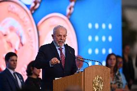 President Of Brazil Luiz Inácio Lula Da Silva Presents Medal To Janja