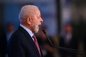 President Of Brazil Luiz Inácio Lula Da Silva Presents Medal To Janja