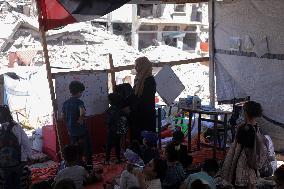 A Tent Turned Into A Small Classroom - Gaza