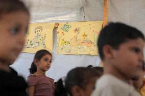 A Tent Turned Into A Small Classroom - Gaza