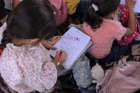 A Tent Turned Into A Small Classroom - Gaza