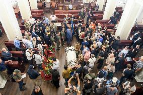 A Farewell Ceremony For Late Ukrainian Serviceman Matisyahu (Anton) Samborskiy At The Central Synagogue In Kyiv