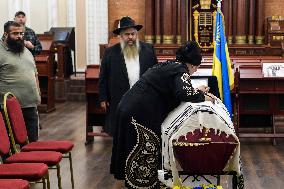 A Farewell Ceremony For Late Ukrainian Serviceman Matisyahu (Anton) Samborskiy At The Central Synagogue In Kyiv