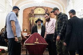 A Farewell Ceremony For Late Ukrainian Serviceman Matisyahu (Anton) Samborskiy At The Central Synagogue In Kyiv