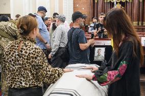 A Farewell Ceremony For Late Ukrainian Serviceman Matisyahu (Anton) Samborskiy At The Central Synagogue In Kyiv