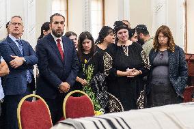 A Farewell Ceremony For Late Ukrainian Serviceman Matisyahu (Anton) Samborskiy At The Central Synagogue In Kyiv