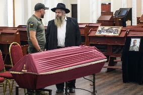 A Farewell Ceremony For Late Ukrainian Serviceman Matisyahu (Anton) Samborskiy At The Central Synagogue In Kyiv