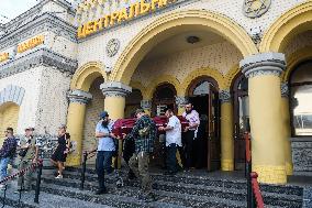 A Farewell Ceremony For Late Ukrainian Serviceman Matisyahu (Anton) Samborskiy At The Central Synagogue In Kyiv