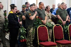 A Farewell Ceremony For Late Ukrainian Serviceman Matisyahu (Anton) Samborskiy At The Central Synagogue In Kyiv